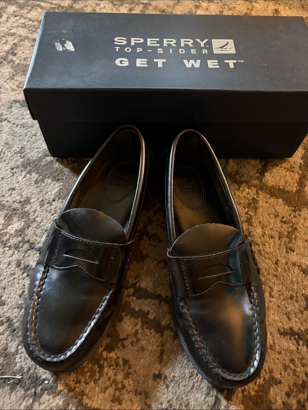 Sperry Girls Black Penny Loafers